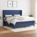 cadre de lit avec matelas Bleu 180x200 cm Tissu