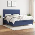 cadre de lit avec matelas Bleu 180x200 cm Tissu
