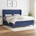 cadre de lit avec matelas Bleu 180x200 cm Tissu