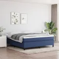 cadre de lit avec matelas Bleu 180x200 cm Tissu