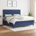 cadre de lit avec matelas Bleu 180x200 cm Tissu