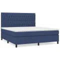 cadre de lit avec matelas Bleu 180x200 cm Tissu