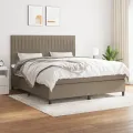 cadre de lit avec matelas Taupe 180x200 cm Tissu