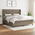 cadre de lit avec matelas Taupe 180x200 cm Tissu