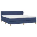 cadre de lit avec matelas Bleu 160x200 cm Tissu