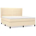 cadre de lit avec matelas Crème 160x200 cm Tissu
