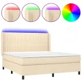 cadre de lit matelas et LED Crème 180x200 cm Tissu