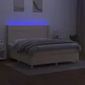 cadre de lit matelas et LED Crème 180x200 cm Tissu