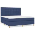 cadre de lit avec matelas Bleu 160x200 cm Tissu