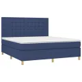 cadre de lit avec matelas Bleu 160x200 cm Tissu