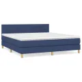 cadre de lit avec matelas Bleu 180x200 cm Tissu