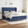 cadre de lit avec matelas Bleu 180x200 cm Tissu