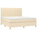 cadre de lit avec matelas Crème 180x200 cm Tissu