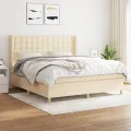 cadre de lit avec matelas Crème 180x200 cm Tissu