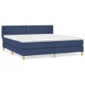 cadre de lit avec matelas Bleu 180x200 cm Tissu