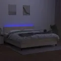 cadre de lit avec matelas LED Crème 160x200 cm Tissu