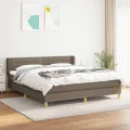 cadre de lit avec matelas Taupe 160x200 cm Tissu
