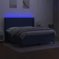 cadre de lit matelas et LED Bleu 160x200 cm Tissu