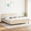 cadre de lit avec matelas Crème 160x200 cm Tissu
