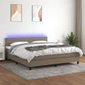 cadre de lit et matelas et LED Taupe 160x200cm Tissu