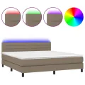 cadre de lit et matelas et LED Taupe 160x200cm Tissu