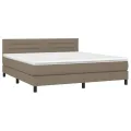 cadre de lit et matelas et LED Taupe 160x200cm Tissu
