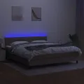 cadre de lit et matelas et LED Taupe 160x200cm Tissu