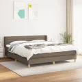 cadre de lit avec matelas Taupe 180x200 cm Tissu