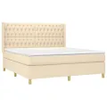 cadre de lit matelas et LED Crème 180x200 cm Tissu