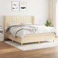 cadre de lit avec matelas Crème 180x200 cm Tissu