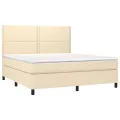 cadre de lit et matelas et LED Crème 180x200cm Tissu
