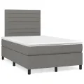 cadre de lit avec matelas gris foncé 120x190cm tissu