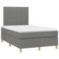 cadre de lit avec matelas gris foncé 120x190cm tissu