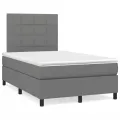 cadre de lit avec matelas gris foncé 120x190cm tissu
