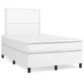 cadre de lit avec matelas blanc 120x190cm similicuir