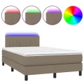 cadre de lit matelas et LED taupe 120x190 cm tissu