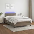 cadre de lit matelas et LED taupe 120x190 cm tissu