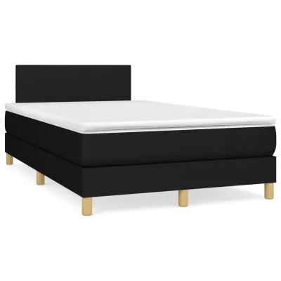 cadre de lit matelas et LED noir 120x190 cm tissu