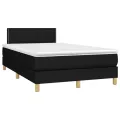 cadre de lit matelas et LED noir 120x190 cm tissu