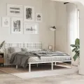 Cadre de lit métal avec tête de lit blanc 150x200 cm