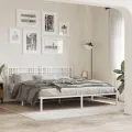 Cadre de lit métal avec tête de lit blanc 200x200 cm
