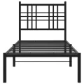 Cadre de lit métal avec tête de lit noir 75x190 cm