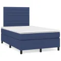 cadre de lit avec matelas bleu 120x190 cm tissu