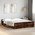 Cadre de lit et tiroirs chêne fumé 150x200 cm bois d'ingénierie