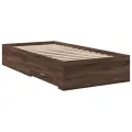 Cadre de lit à tiroirs chêne marron 90x190 cm bois d'ingénierie