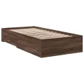 Cadre de lit à tiroirs chêne marron 90x190 cm bois d'ingénierie