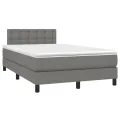 cadre de lit avec matelas gris foncé 120x190cm tissu