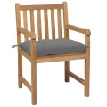 Chaises de jardin 4 pcs avec coussins gris Bois de teck solide