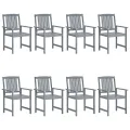 Chaises de jardin avec coussins 8 pcs Bois d'acacia solide Gris