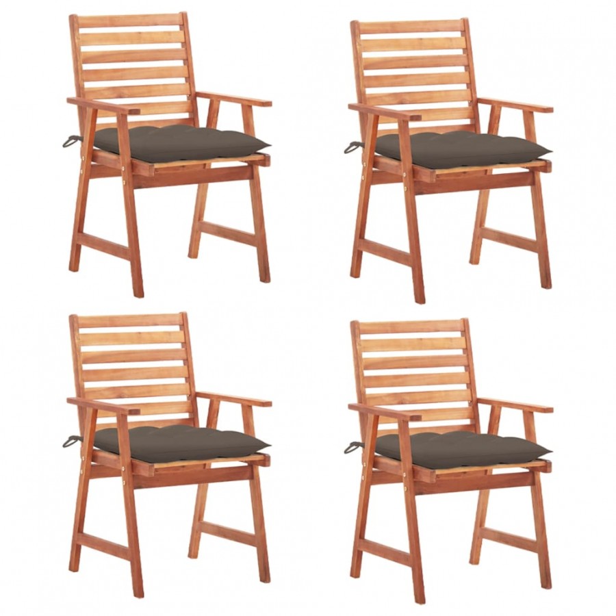 Chaises à dîner d'extérieur 4 pcs avec coussins Acacia massif